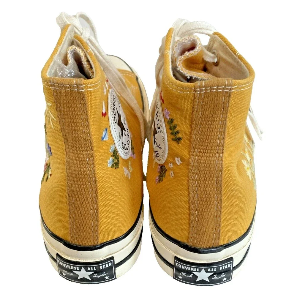 Converse Unisex Chuck Taylor All Star Hi Yellow Floral Embroidery Shoes Sneakers